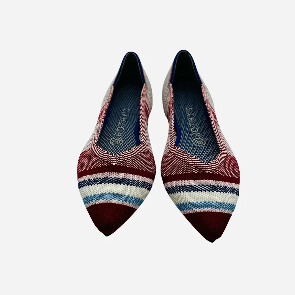 Rothy's‎ RARE The Point Varsity Stripe Red and Blue Women's Size 8.5 unicorn OG
